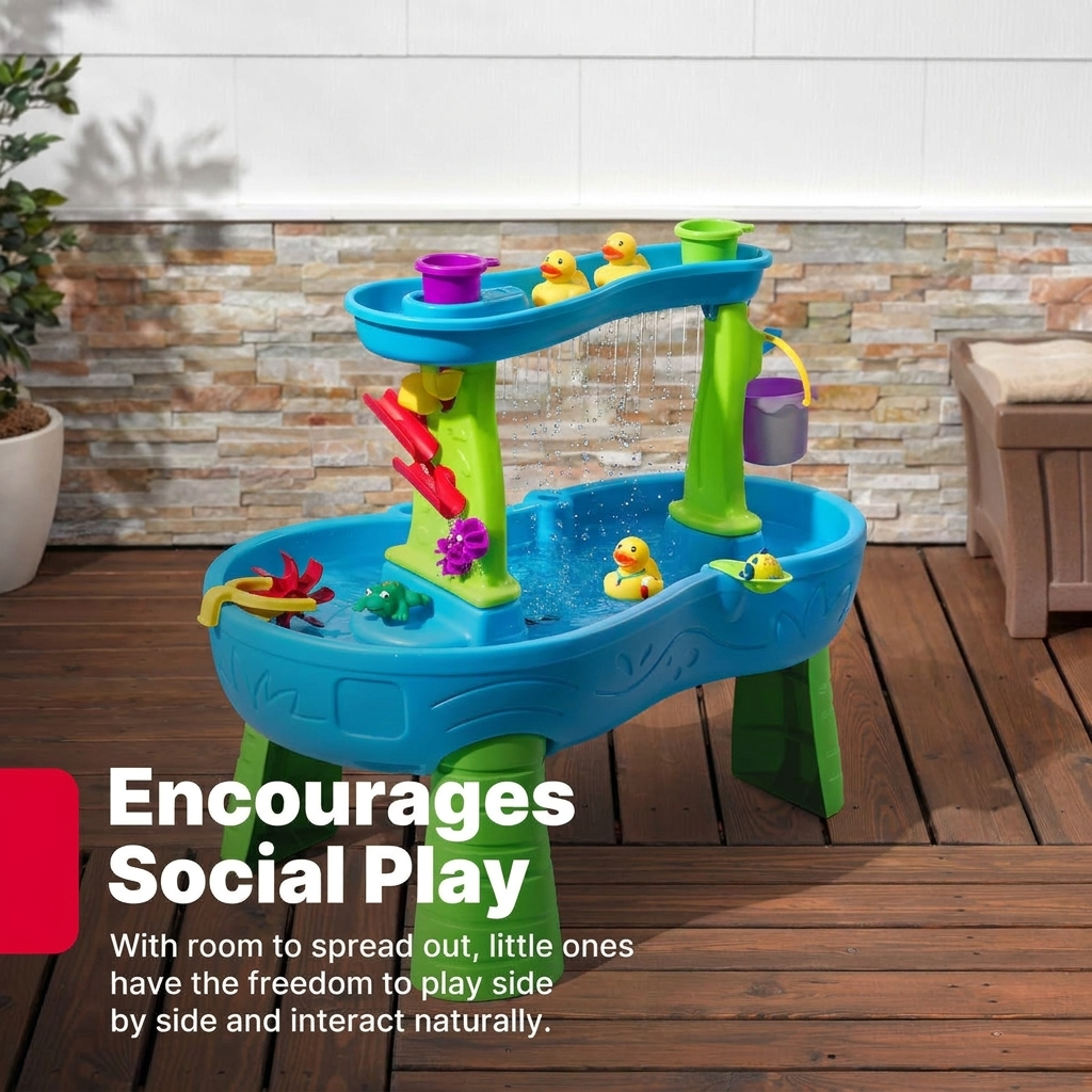 Water Play Table for Toddlers with Waterfall, Spinners & 13 Accessories
