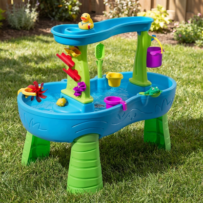 Water Play Table for Toddlers with Waterfall, Spinners & 13 Accessories