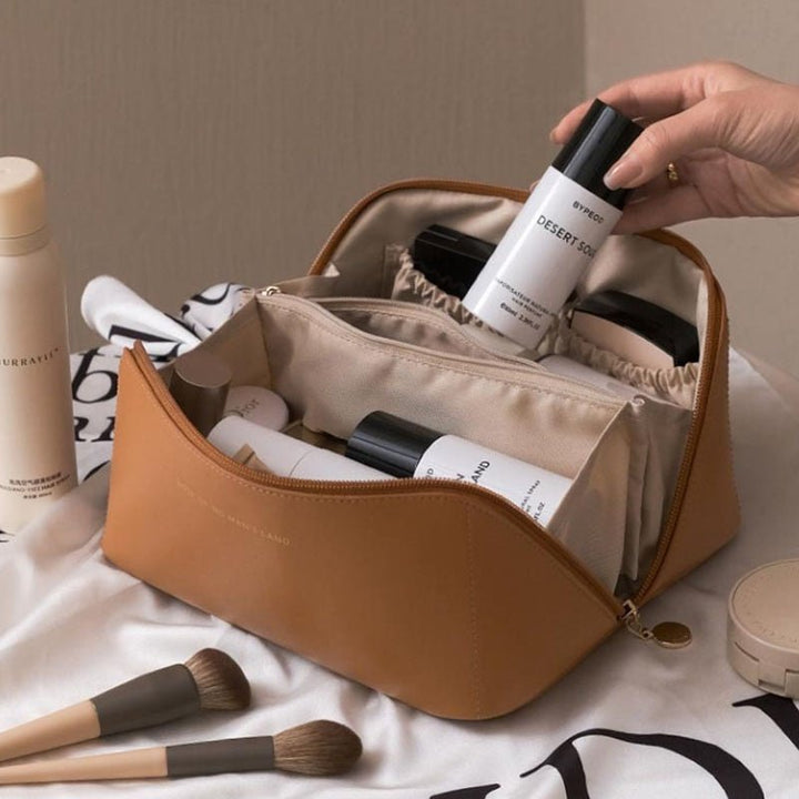 Travel Makeup Organizer Bag with Multiple Compartments for Toiletries & Cosmetics – Compact Storage Pouch for Women