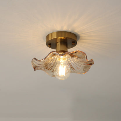 Flush Mount Ceiling Light Fixture – Flower Glass LED Lamp 23 in Diameter for Living Room Bedroom Kitchen | Modern Floral Design Overhead