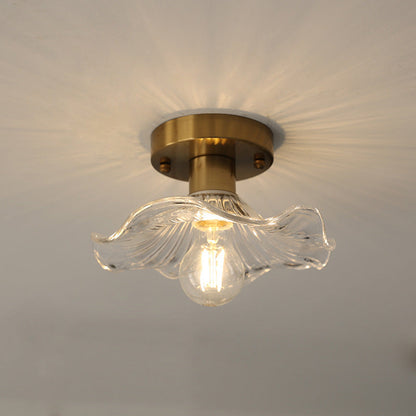 Flush Mount Ceiling Light Fixture – Flower Glass LED Lamp 23 in Diameter for Living Room Bedroom Kitchen | Modern Floral Design Overhead