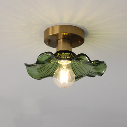 Flush Mount Ceiling Light Fixture – Flower Glass LED Lamp 23 in Diameter for Living Room Bedroom Kitchen | Modern Floral Design Overhead