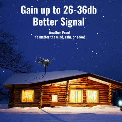 4K Digital TV Antenna for Outdoor Use – Long-Range UHF VHF Signal Reception with 360° Rotation & Remote Control