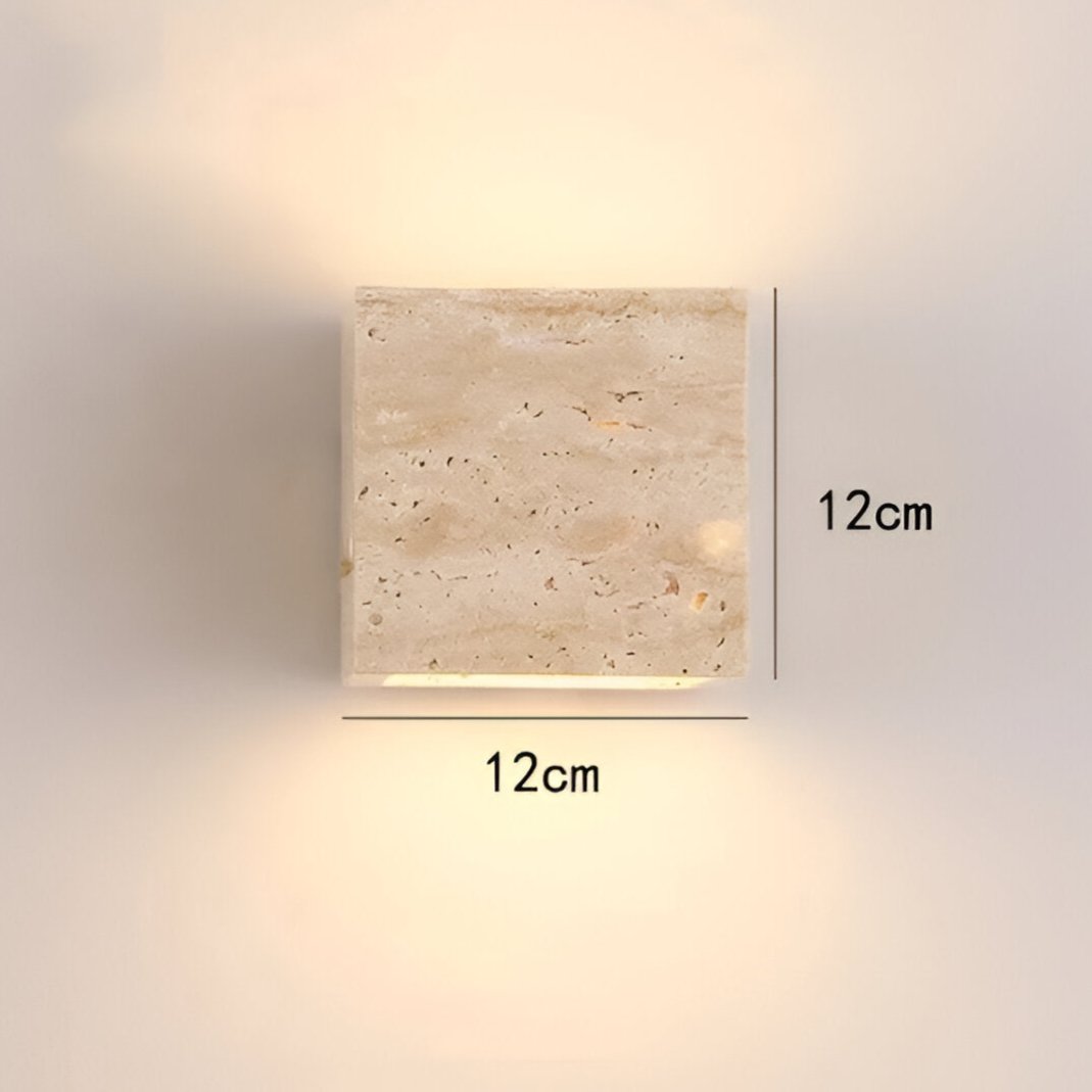 Outdoor LED Sconce Natural Stone Up-Down Light Waterproof Garden Wall Mount Fixture for Patio Entryway Facade 6.3 Inch Travertine Exterior L