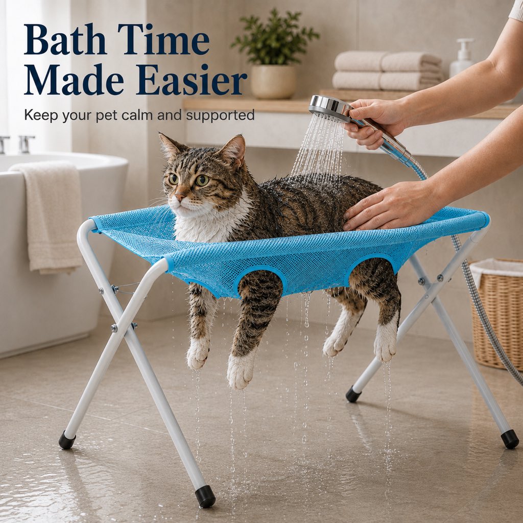Ortekor Pet grooming rack suitable for cats and small to medium-sized dogs - foldable eight-opening design for convenient home grooming.