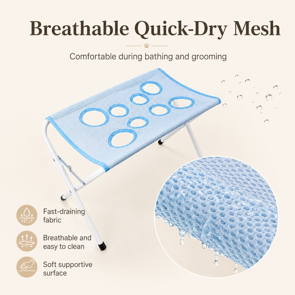Ortekor Pet grooming rack suitable for cats and small to medium-sized dogs - foldable eight-opening design for convenient home grooming.
