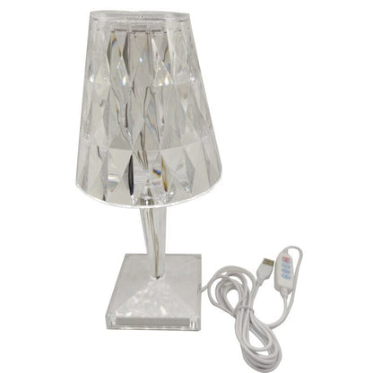 Rechargeable Crystal Table Lamp – Touch Control LED Desk Light with Multi-Color Modes – Cordless Diamond Accent Lamp for Bedroom