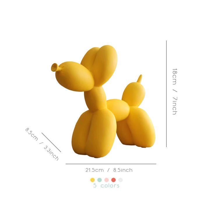 Glossy Resin Balloon Pup Figurine 8.5 Inch Abstract Modern Art Accent for Desk Shelf Mantel Contemporary Home Office Decor Statement Piece