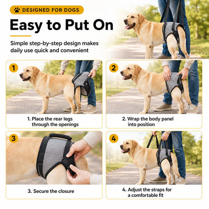 Ortekor Dog Rear Support Harness for Stairs, Walks & Car Rides - Mobility Lift Sling for Senior Dogs with Weak Hind Legs