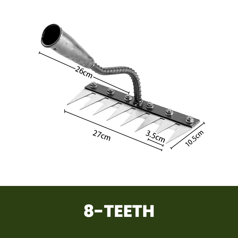 Interchangeable Garden Cultivator Head for Soil Prep & Weeding | Carbon Steel Attachment for Wood Handle, 4 Tine Configurations