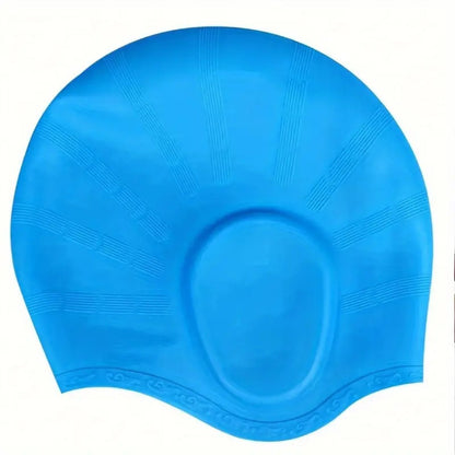 Silicone Swim Cap with Ear Coverage for Pool Training, Long Hair Protection, Chlorine Defense, Men Women Adults, Non-Slip Waterproof