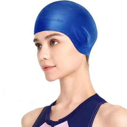 Silicone Swim Cap with Ear Pockets for Pool Training & Long Hair Protection – Waterproof & Tear-Resistant