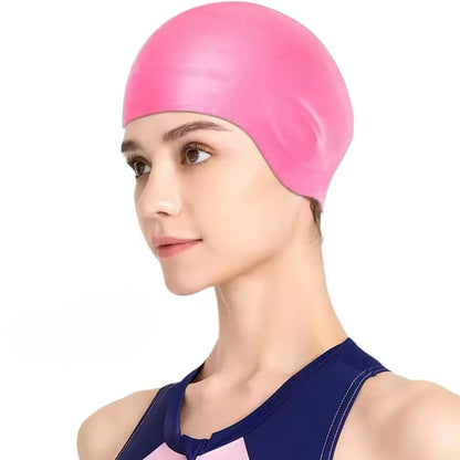 Silicone Swim Cap with Ear Pockets for Pool Training & Long Hair Protection – Waterproof & Tear-Resistant