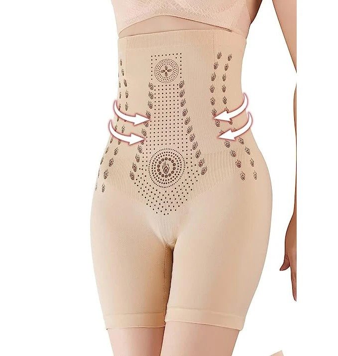 Women's High-Waist Cooling Compression Shorts with Infrared Fiber Technology for Tummy Control & Breathable Support