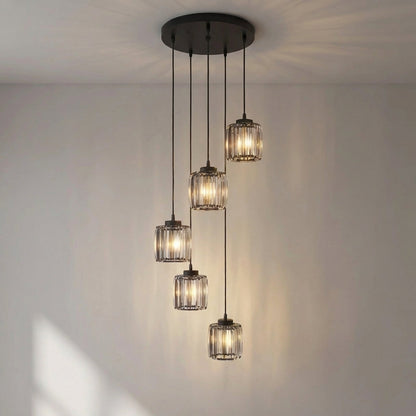 Spiral Crystal Chandelier Multi-Tier Cascading Glass Fixture for High Ceilings Foyer Dining Room Entryway Stairwell