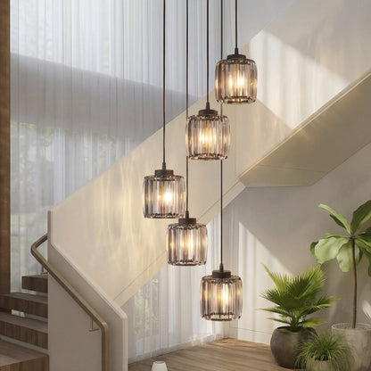 Spiral Crystal Chandelier Multi-Tier Cascading Glass Fixture for High Ceilings Foyer Dining Room Entryway Stairwell