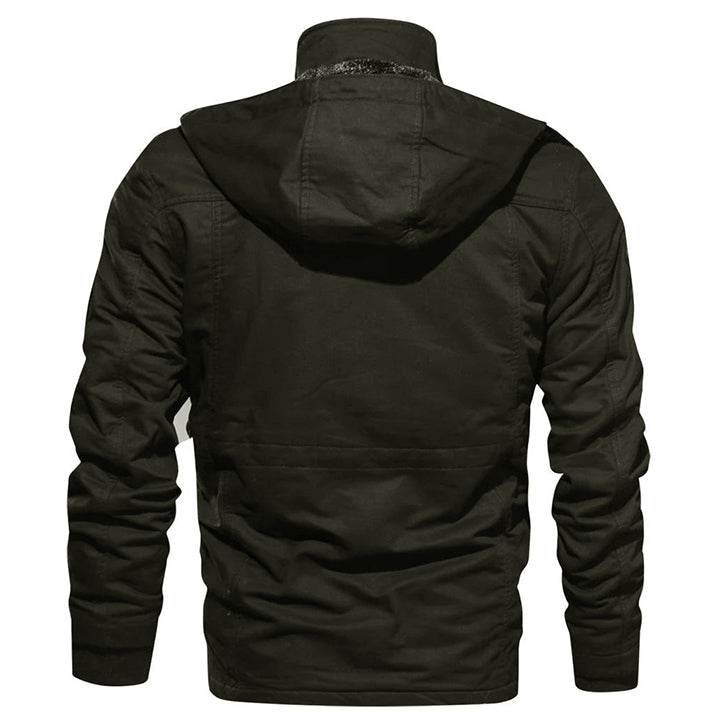 Men's Hooded Field Jacket – Durable Water-Resistant Coat with Removable Hood for Outdoor Adventures