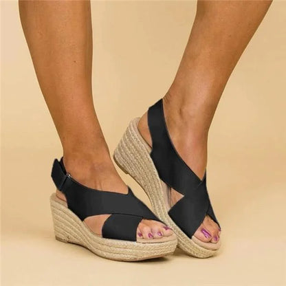 Women's Orthopedic Wedge Espadrilles with Elastic Straps – Cushioned Slip-On Summer Shoes for All-Day Comfort, Casual Outdoor Walking