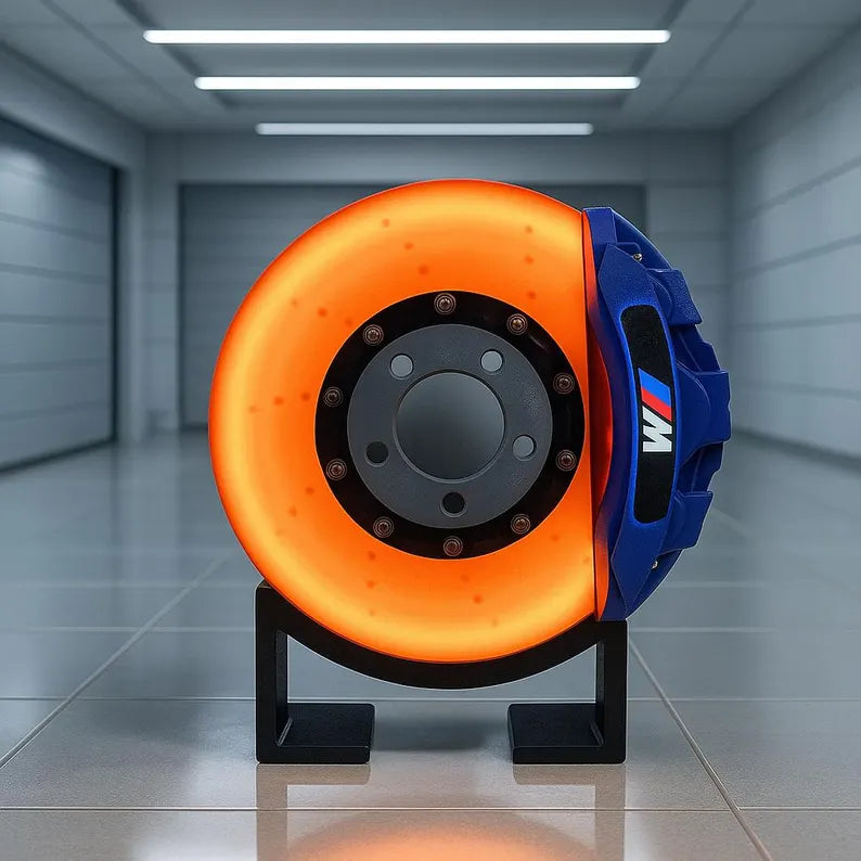 Racing Brake Caliper Ambient Light with Wireless Charging Pad for Desk Decor Blue Red Yellow Motorsport Gift for Car Enthusiasts