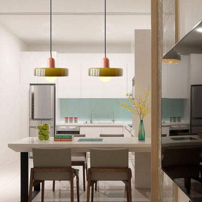 Glass Disc Pendant Light with Adjustable Cord – Modern Ceiling Fixture for Dining Room, Kitchen Island & Living Room