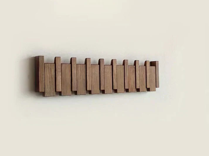 Wall-Mounted Coat Rack with Wooden Piano Key Design for Entryway