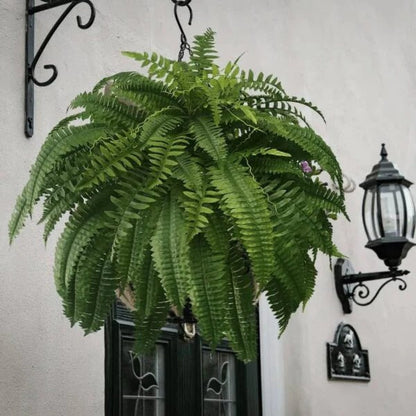 Faux Fern Plant Insert UV-Resistant PVC Greenery for Pots Hanging Baskets Indoor Outdoor Adjustable No-Water Decoration