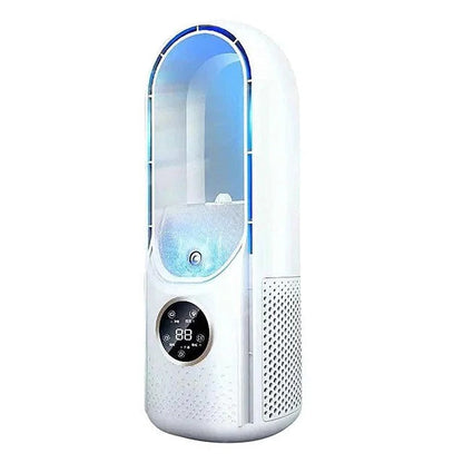Whisper-Quiet Tower Cooler for Desk & Bedroom White Blue Personal Space Fan for Home Office Apartment