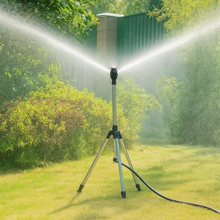 360-Degree Tripod Lawn Sprinkler with Adjustable Height – High-Pressure Rotating Garden Irrigation System for Large Yards & Small Gardens