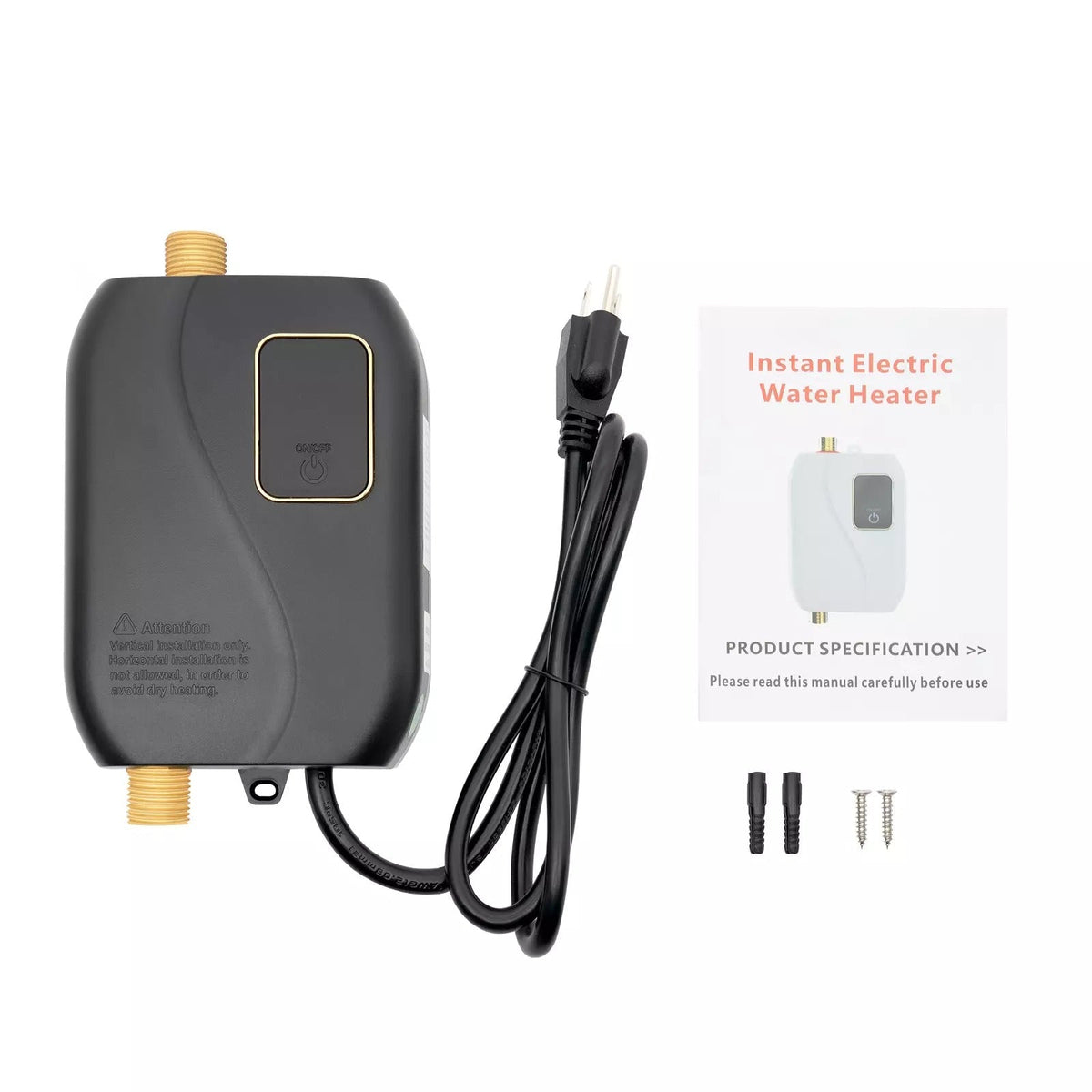 Electric Tankless Water Heater 3000W 110V On-Demand Hot Water System for Bathroom Kitchen Space-Saving Wall-Mount LED Display