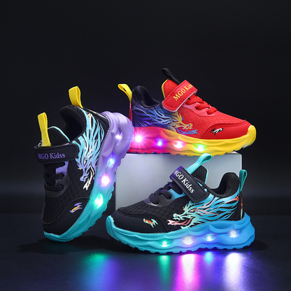 Light-Up Sneakers for Kids with Hook-and-Loop Strap & Flexible Sole – Boys & Girls Athletic Footwear for School, Sports & Outdoor Adventures