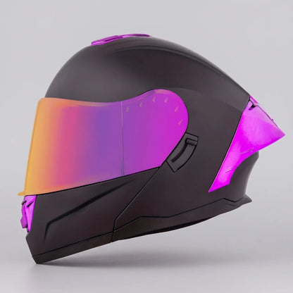 Modular Helmet | Iridescent Purple Design with Flip-Up Chin | Stylish Safety for Daily Rides
