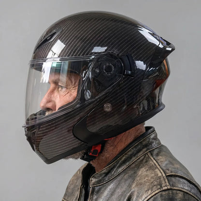 Carbon-Style | Bluetooth Motorcycle Helmet with Dual Visors | Lightweight Design for Comfortable Rides