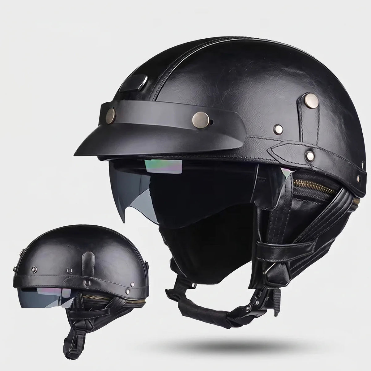 Retro Half Shell Motorcycle Helmet with Built-In Visor | Lightweight Design for Comfortable City Rides