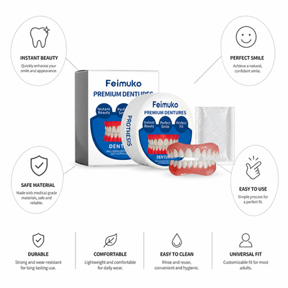 Soft Medical-Grade Heat-Moldable Silicone Denture Set (Full Upper & Lower)