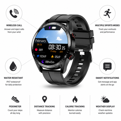 Water-Resistant Multi-Sport Smartwatch (Call Answering)