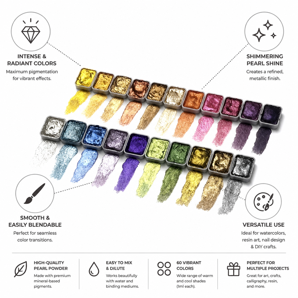 Vibrant Shimmer Pearl Pigment Set (60 Colors)