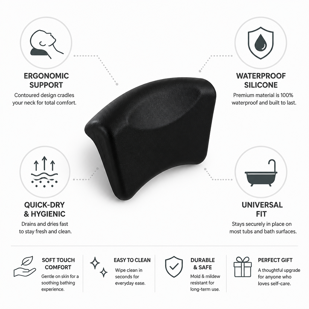 Comfort Spa | Bathtub Neck Pillow with Ergonomic Design & Waterproof Material | Relaxation Support for Stress Relief