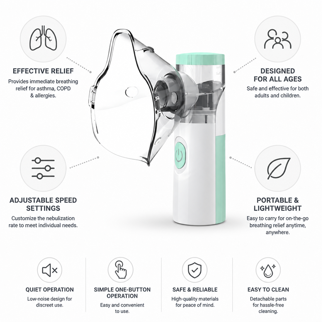 Portable Handheld Adjustable Nebulizer (Dual Mouthpieces)
