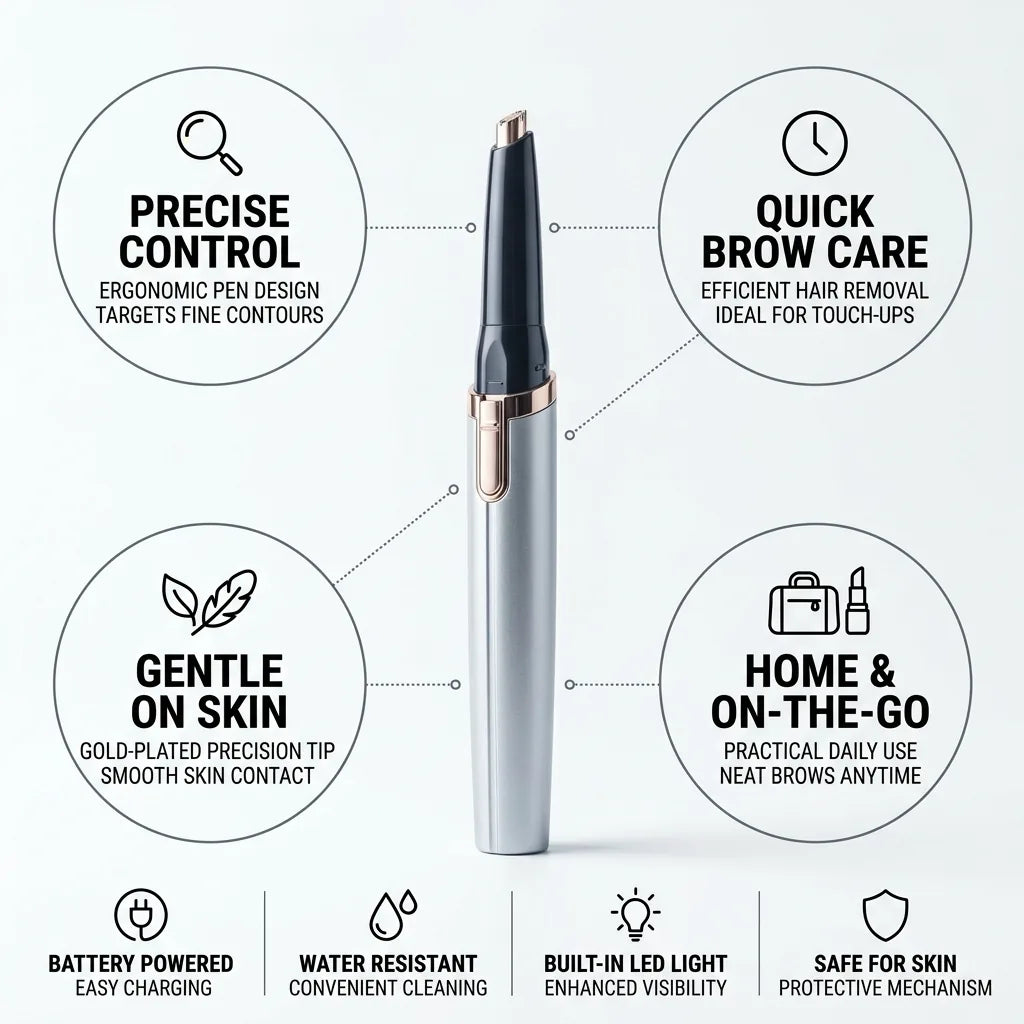 Electric Eyebrow Styler Gold-Plated Precision Tip & Ergonomic Pen