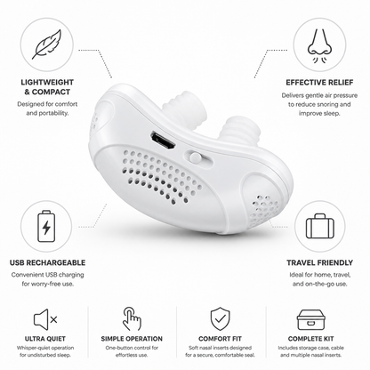 Compact Portable One-Button Micro CPAP