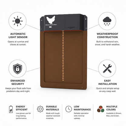 Automatic Chicken Coop Door with Light Sensor & Weatherproof Design | Effortless Poultry Access for Secure and Convenient Management