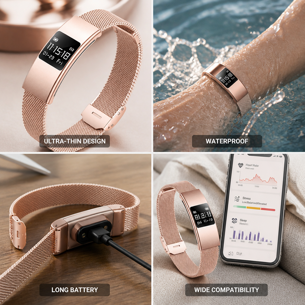 Ultra-Thin IPX8 Health-Tracking Smartwatch