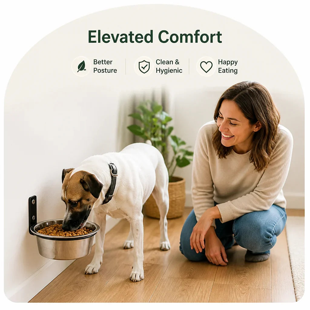 Ortekor Wall-Mounted Elevated Stainless Steel Pet Bowl