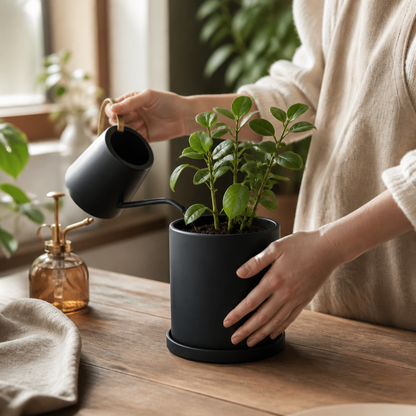 Matte Glazed Ceramic Indoor Plant Pot (Drainage Hole & Saucer)