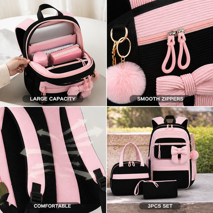 Corduroy Laptop-Ready Backpack Set (Set of 3)