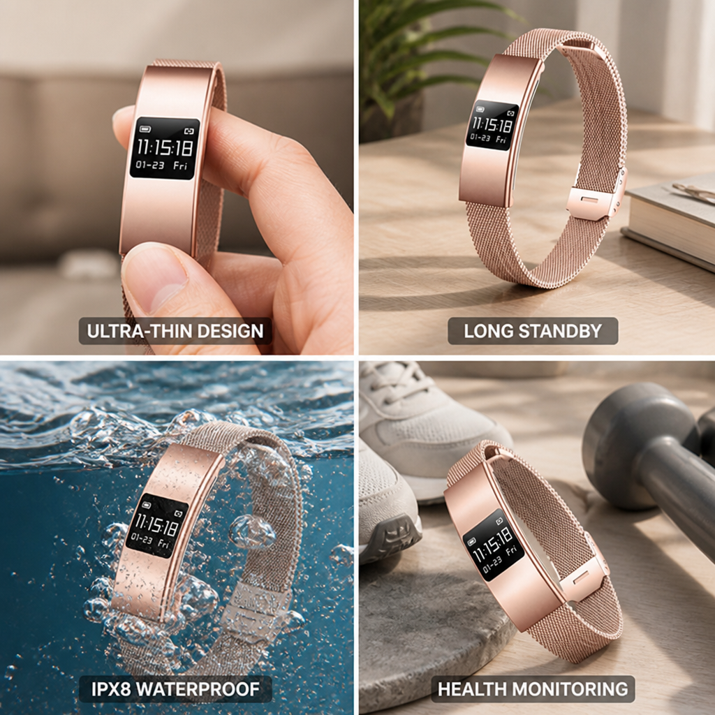 Ultra-Thin IPX8 Health-Tracking Smartwatch (Long Standby)