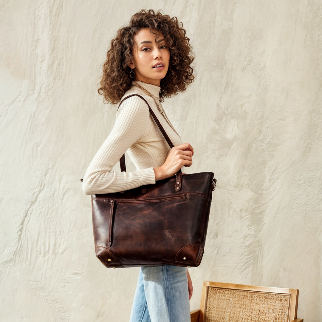 Ortekor Vintage Collection | Leather Tote Bag with Adjustable Strap | Spacious Design for Everyday Elegance