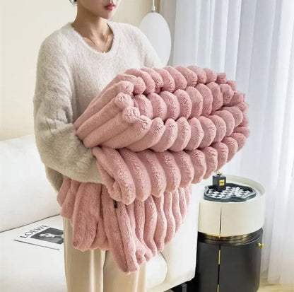 Plush Faux Fur Throw Blanket – Ultra Soft Cozy Fleece for Couch, Bed & Living Room Decor in Gray, Cream, Pink, Brown & Green Colors