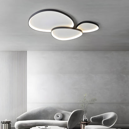 LED Flush Mount Light Fixture 35 in Iron Wave Design Dimmable for Bedroom Living Room Dining Hall Black White Modern Semi-Flush Ceiling Ligh