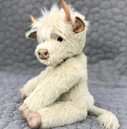 Handcrafted Scottish Highland Cattle Stuffed Animal with Flower Crown for Kids & Collectors